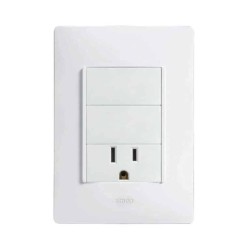 Placa armada con 2 interruptores y contacto 2P+T Blanco Serie 26 Simon