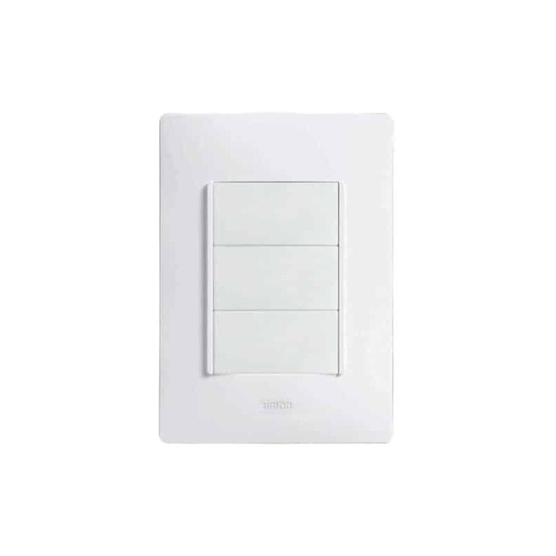 Placa armada con 3 interruptores sencillos Blanco Serie 26 Simon