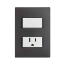 Placa armada con interruptor y contacto 2P+T Blanco Serie 26 Simon