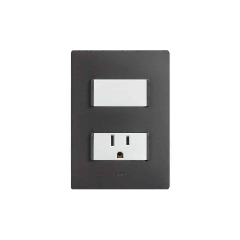 Placa armada con interruptor y contacto 2P+T Blanco Serie 26 Simon