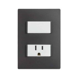 Placa armada con interruptor y contacto 2P+T Blanco Serie 26 Simon