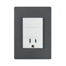 Placa armada con 2 interruptores y contacto 2P+T Blanco Serie 26 Simon