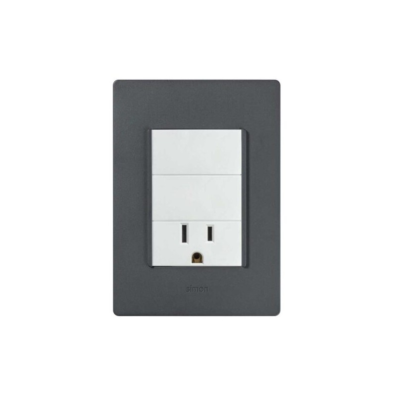 Placa armada con 2 interruptores y contacto 2P+T Blanco Serie 26 Simon