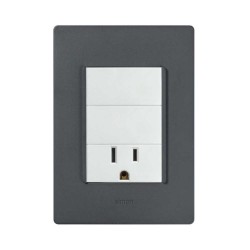 Placa armada con 2 interruptores y contacto 2P+T Blanco Serie 26 Simon