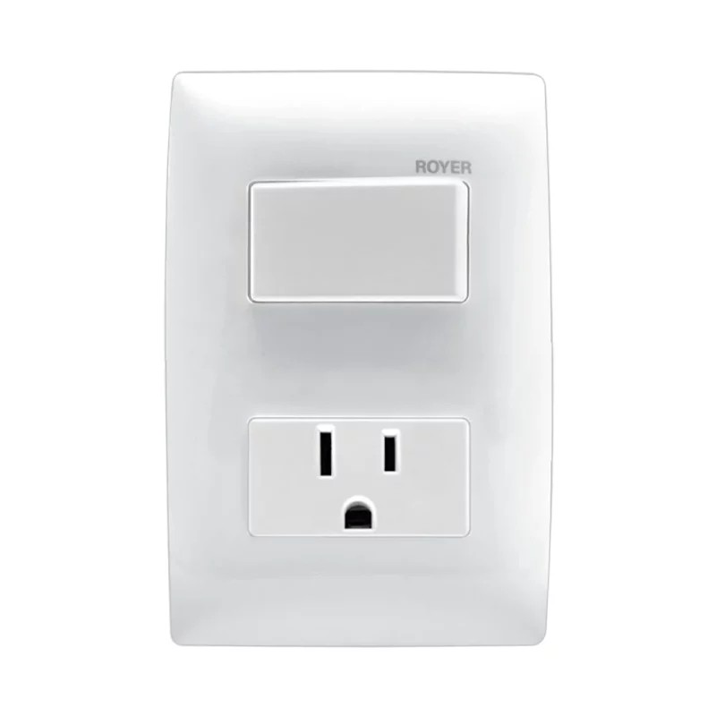 Placa armada con Interruptor y contacto 2P+T Blanco Royer 100 Eaton