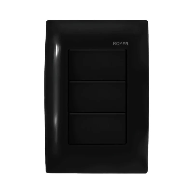 Placa armada con 3 Interruptores Negro Royer 100 Eaton