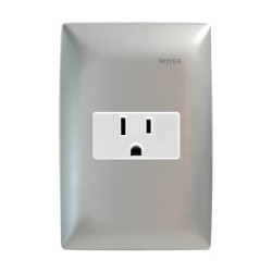 Placa armada con contacto 2P+T Plata Royer 100 Eaton