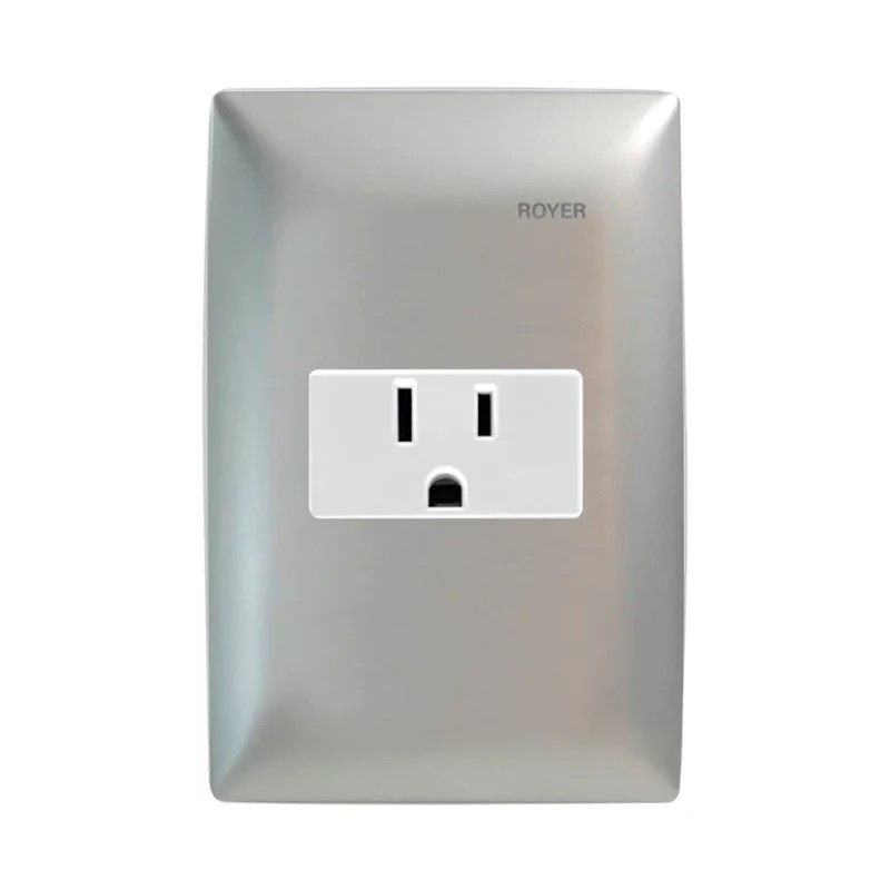 Placa armada con contacto 2P+T Plata Royer 100 Eaton