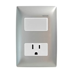 Placa armada con Interruptor y contacto 2P+T Plata Royer 100 Eaton