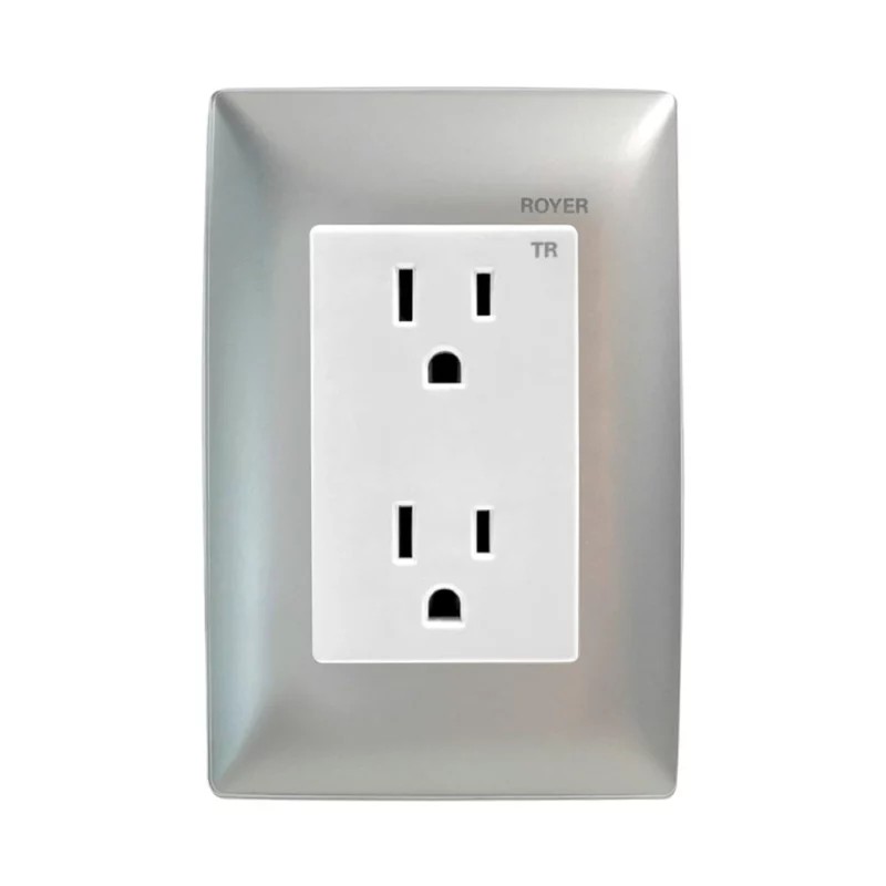 Placa armada con contacto dúplex 2P+T Plata Royer 100 Eaton