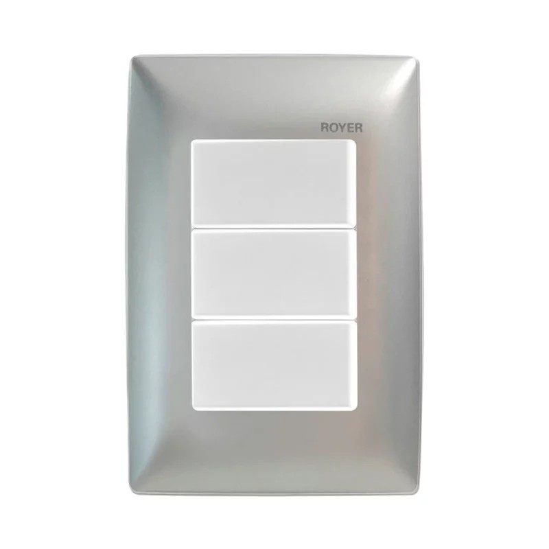 Placa armada con 3 Interruptores Plata Royer 100 Eaton