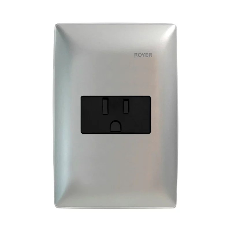 Placa armada con contacto 2P+T Plata/Negro Royer 100 Eaton