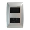 Placa armada con Interruptor y contacto 2P+T Plata/Negro Royer 100 Eaton