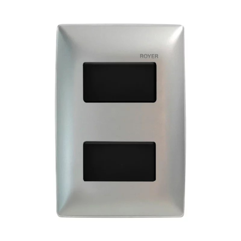 Placa armada con 2 Interruptores Plata/Negro Royer 100 Eaton