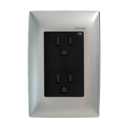 Placa armada con contacto dúplex 2P+T Plata/Negro Royer 100 Eaton