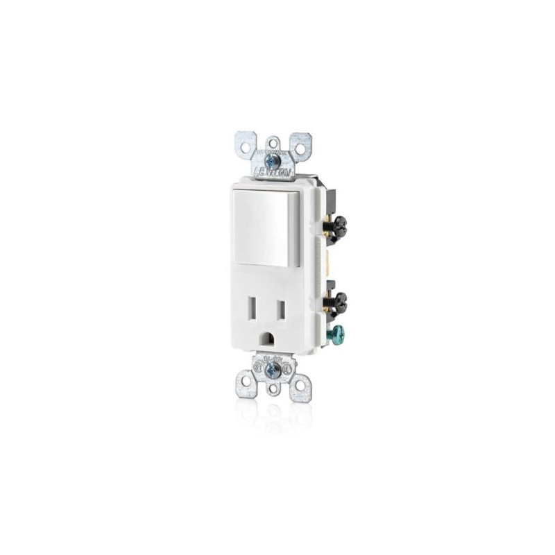 Apagador y contacto 15A 120V Blanco Decora Leviton