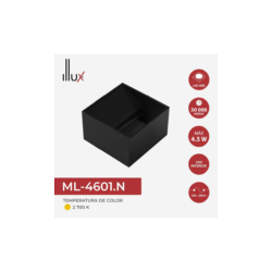 Lámpara de pared SMD LED Luz cálida de cortesía 4.5W Negro Illux